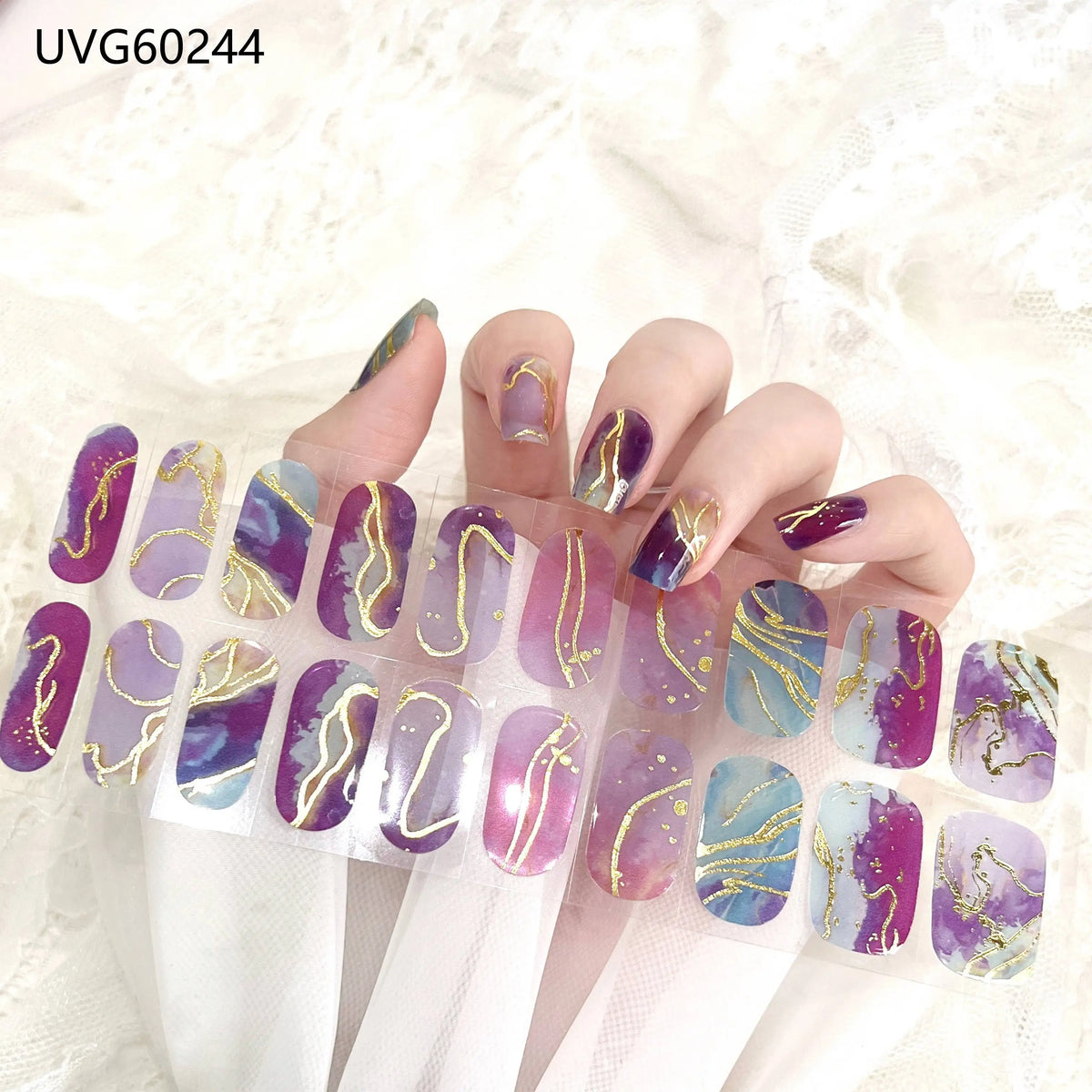 16/20/22Tips Semi-Cured Gel Nail Wraps Full Cover Manicure DIY Waterproof Long Lasting Gel Nail Stickers set for UV Lamp Need