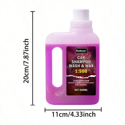 500ml Pink Foam Car Wash Soap, High-Concentration Wax Builds Ceramic Coating, Nourishes & Protects All Car Paint