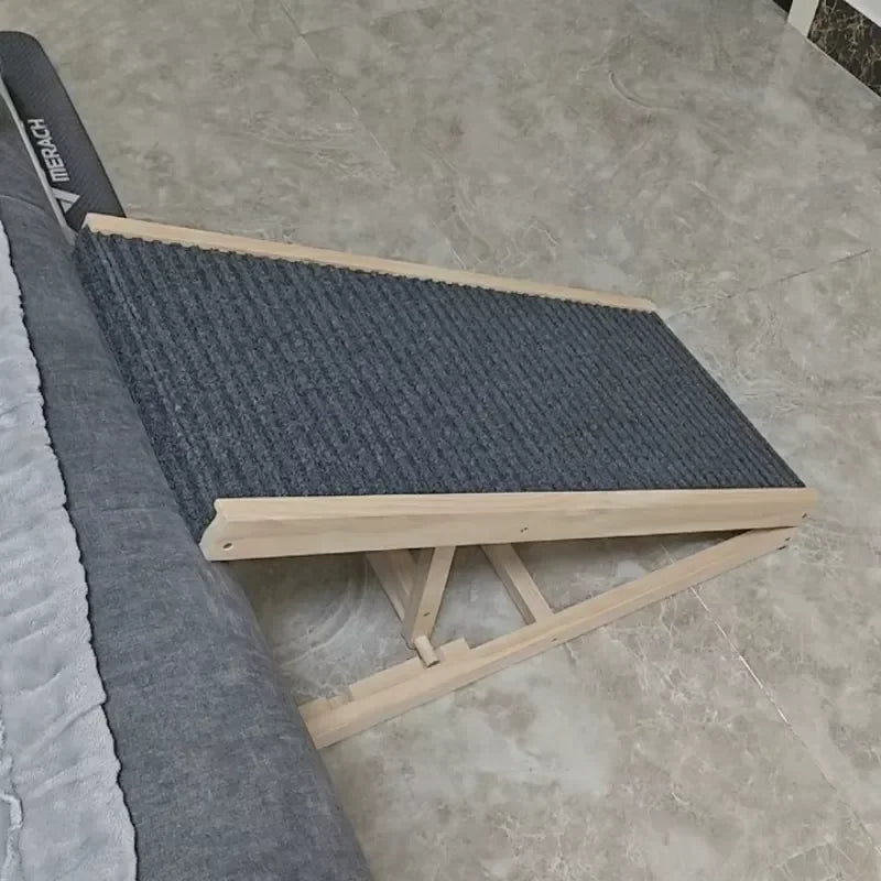Solid Wood Dog Ramp for Bed Couch Non Slip Pet Stairs Senior Small Dogs Cat Climbing Ladder Gentle Slope Elderly Pets Indoor