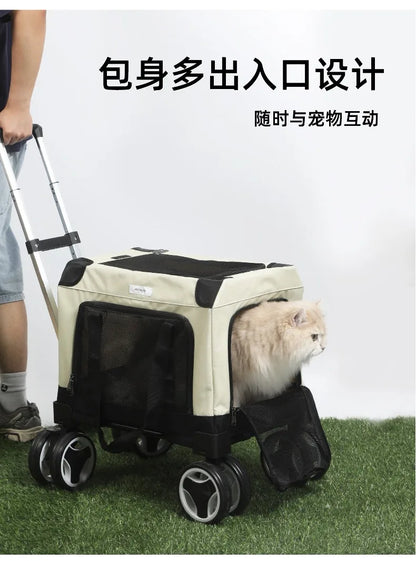 FurStarLarge Pet Rolling Carrier With Wheels Multi-Cat Travel Trolley Bag Spacious Dog Carrier Backpack Portable Car Seat Pet St
