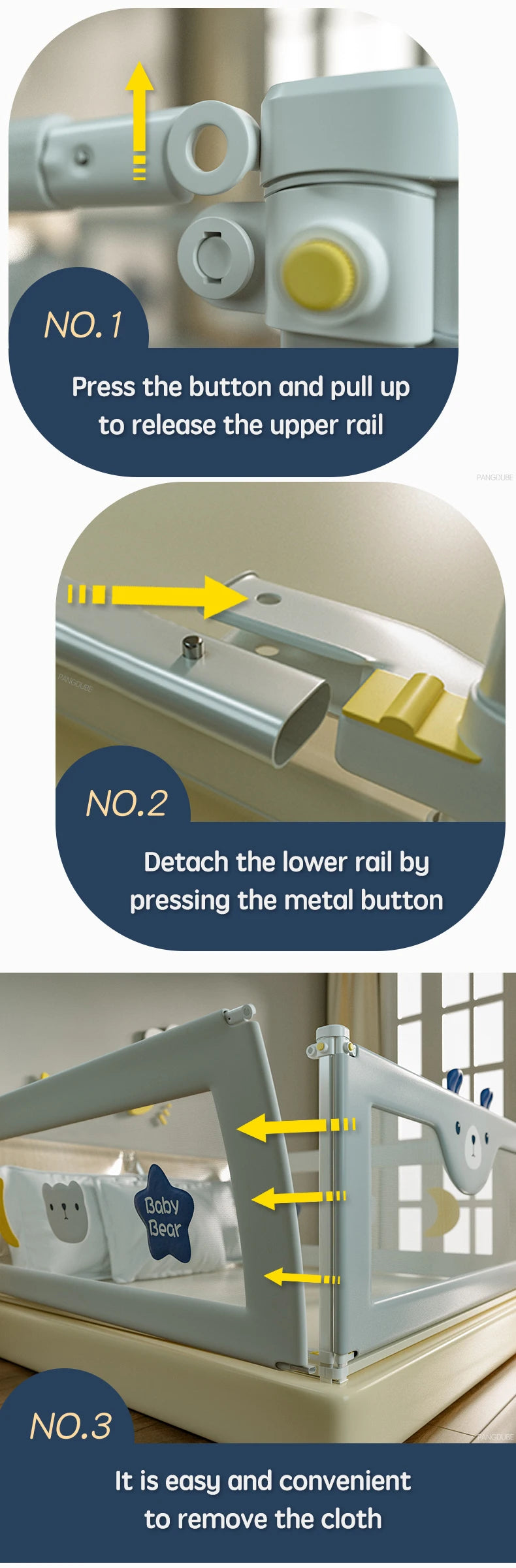 PANGDUBE 1pc Baby Safety Bed Barrier Parents Bed Guardrail for Kid Railings for Safety Bed for Children Bed Guard Bed Fence