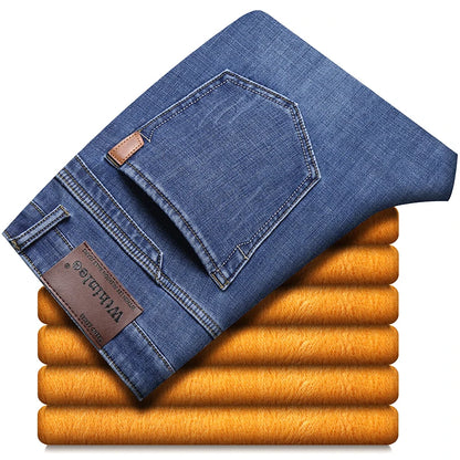 2023 New Men Activities Warm Jeans High Quality Famous Brand Autumn Winter Jeans warm flocking warm soft men jeans