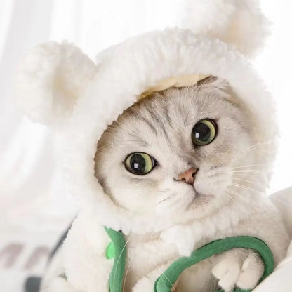 Cute Bear Rabbit Hooded Pet Cat Dog Accessories Cosplay Cat Hat Winter Lovely New Year Puppy Headgear Soft Velvet Pets Supplies