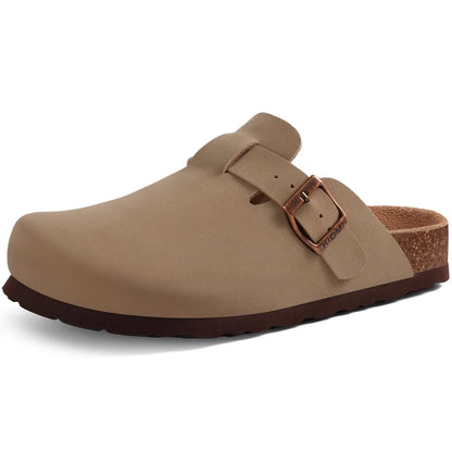 Shevalues Men's Suede Clogs Soft Leather Mules Men New Summer Men Cork Sandals Comfort Slip On Unisex Clogs With Arch Support