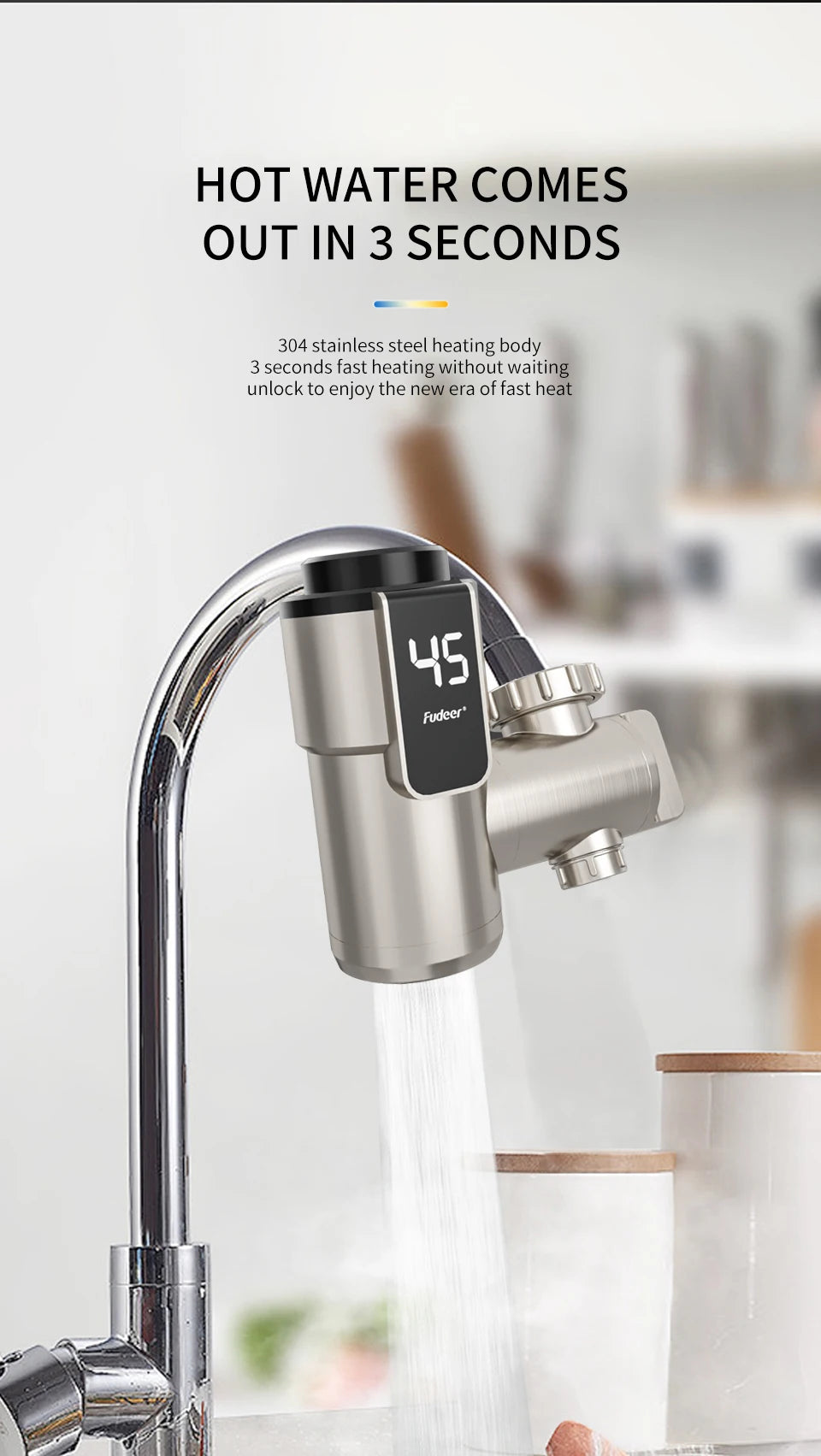 Fudeer Electric Water Heater Kitchen Faucet Conector Instant Hot Water Tap Adapter 220V  Water Heater Bathroom Accessories