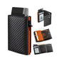 Men's Wallet with Zipper Coin Purse Automatic Pop-up Metal Credit Card Holder Minimalist RFID Blocking Business Card Wallet Idea