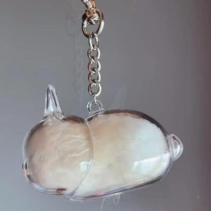 Rabbit Hair Storage Box Pendant Keychain Pet Hair Keepsake Box Pet Memorial Collection Box Bag Pendant DIY Decoration Gift