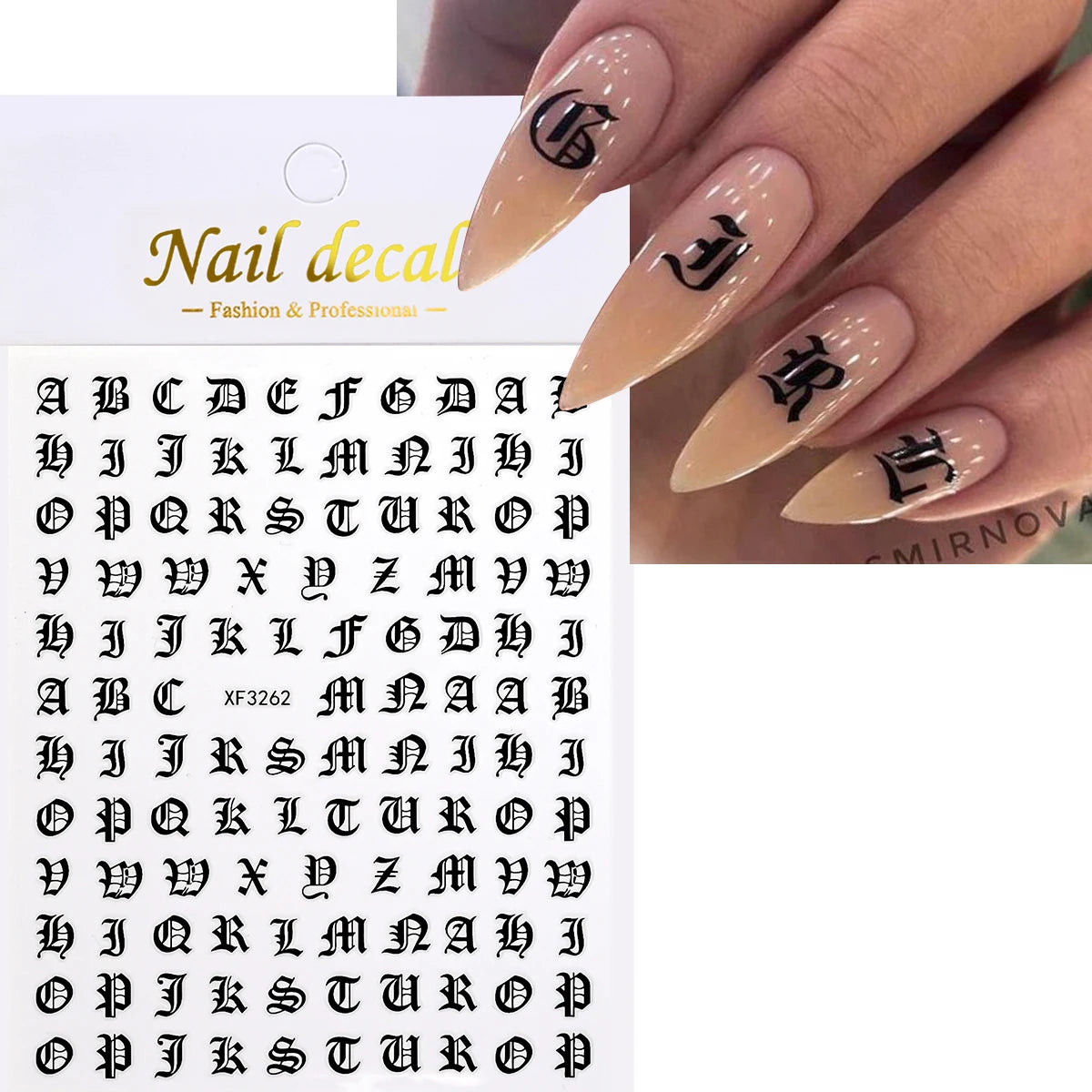 1Pcs 3D Alphabet Nail Sticker Laser Silver/Gold 26 English Letters Nail Art Decals Self Adhesive Manicure 8*10cm Letter Sticker