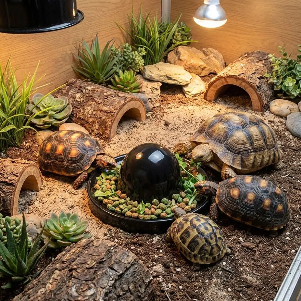 Plastic Reptile Feeder Bowl Round Wear Resistant Turtle Food Dish Escape Proof Wide Mouth Feeder Ledge for Amphibians