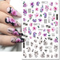 3d Nail Art Decals Elegant White RoyalBlue Roses Flowers Adhesive Sliders Nail Stickers Decoration For Nail Manicure
