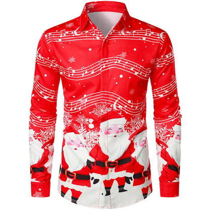 2026 Merry Christmas Lapel Blouse Funny Santa Claus Cosplay Graphic Long Sleeve Shirts For Men Clothes Bachelor Party Fake Suit