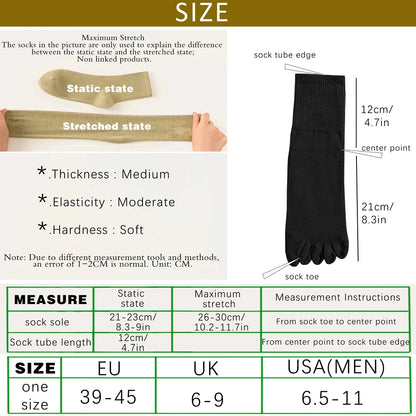 Hot Sale Men's Cotton Toe Socks Moisture-Wicking Odor Control Seamless Toe Design Long Crew Socks for Sports Daily Wear