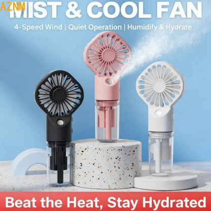 Portable Humidifier Fan Mini Handheld Mist Fan Portable USB Rechargeable Handheld Fan with Humidifier Mini Water Spray Hand Fan