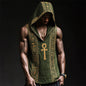 Ethnic Men's Summer Sleeveless linen Casual Pullover Hoodie Top 2025 Vintage Print V-neck Trendy Perspective Hoodie Sweatshirt