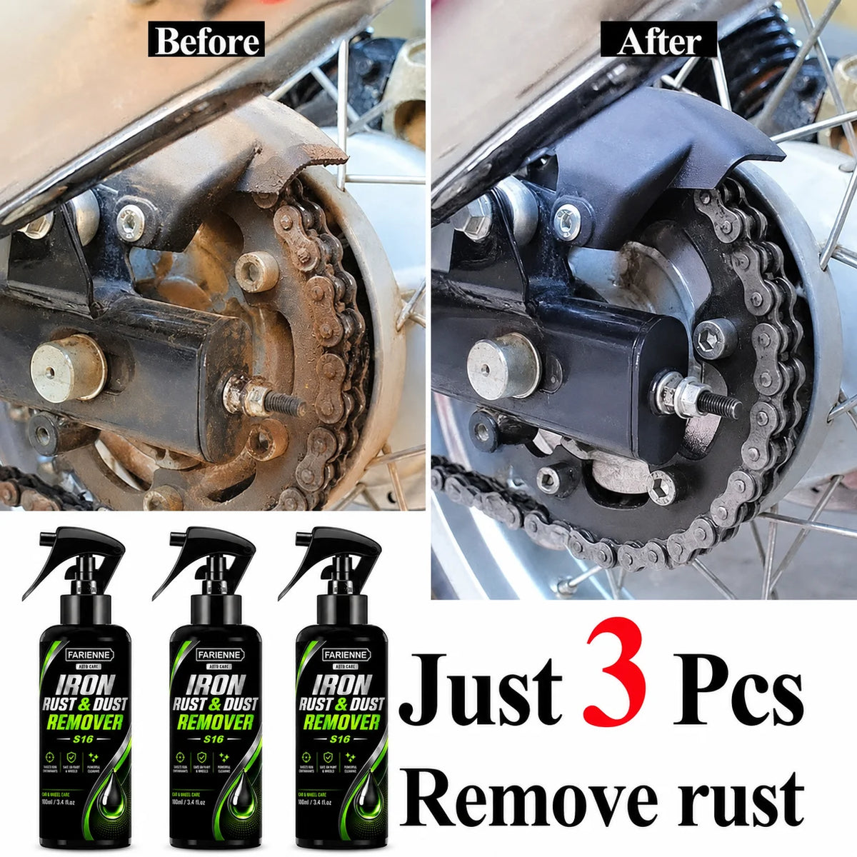 Iron Remover Car Detailing Spray Dissolve Brake Dust Rust Stain Cleaner Safe For Car Paint Alloy Wheel Rim Metal Surfaces