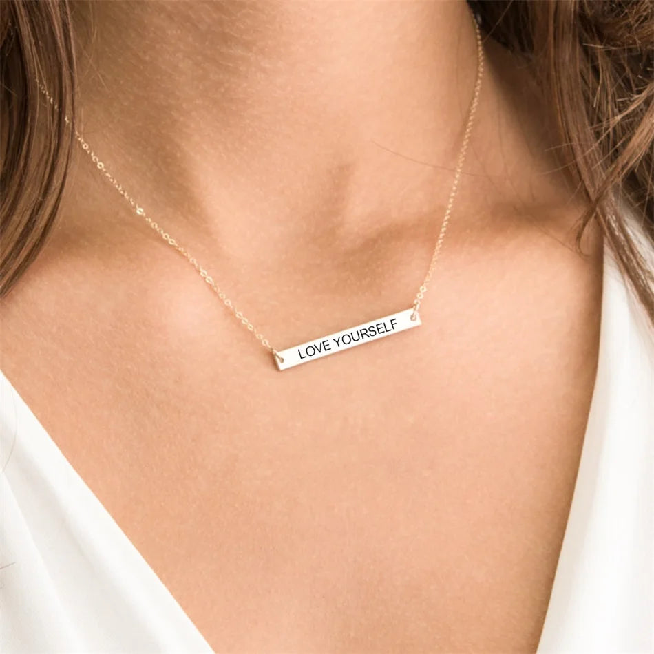 EManco Name Sentence Letter Necklace Women's Stainless Steel Necklaces Customized Initial Pendant Factory Direct
