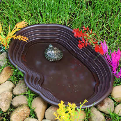 Reptile Bathing Pool Amphibians Accessories Large with Ramp Reptile Water Bowl for Tortoise Turtle Hamster Scorpion Leopard
