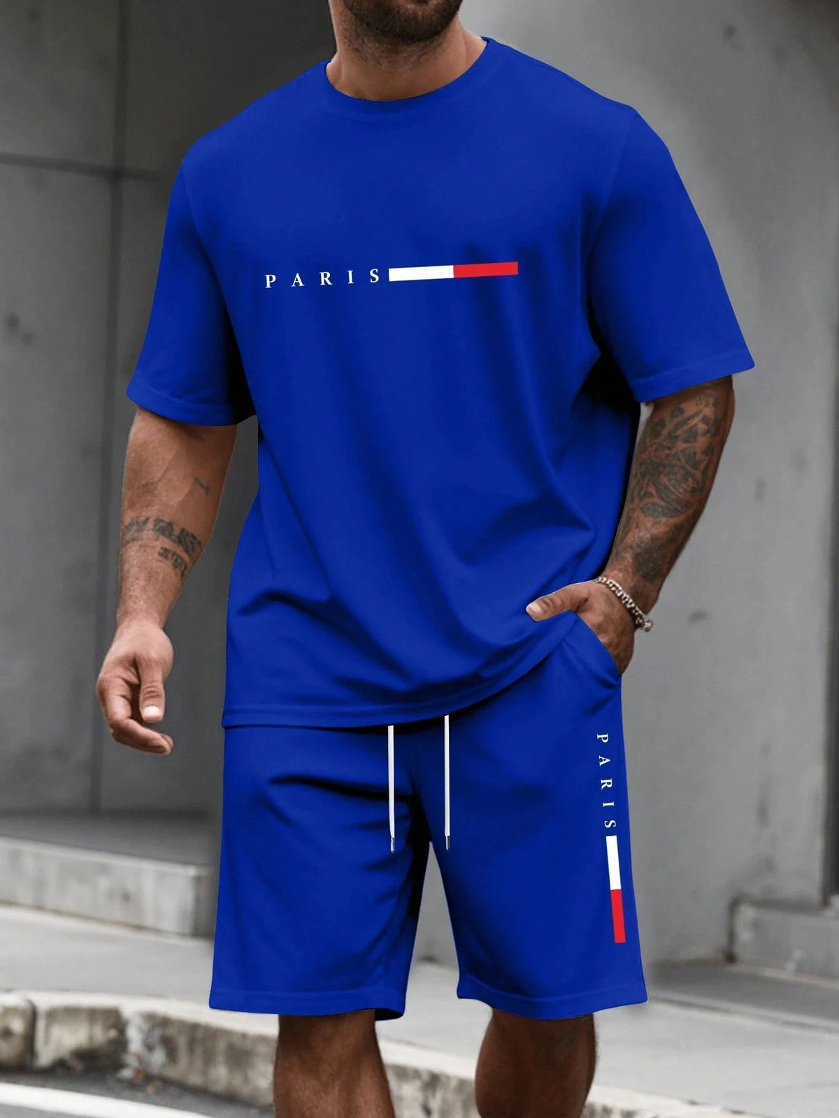 Men's Tracksuit 2 Piece O-neck Short Sleeve Shirt Shorts Set Men's Running Suit Plus Size T shirts Man Clothing Summer T-shirt