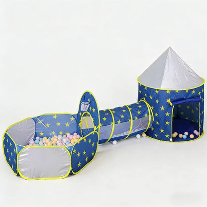 3PC Kids Play Tent with Tunnel and Ball Pit,  Play Tents for Toddlers Playhouse, Indoor & Outdoor Starry Sky Tent with Carry Bag