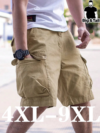 Men's plus Size Casual Work Shorts Trendy Comfortable 4XL-9XL Loose Fit Utility Pants for Big And Tall Men