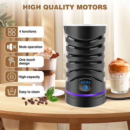 Four-in-one electric milk frother, 600ml capacity, quiet operation, suitable for lattes, hot chocolate and other beverages
