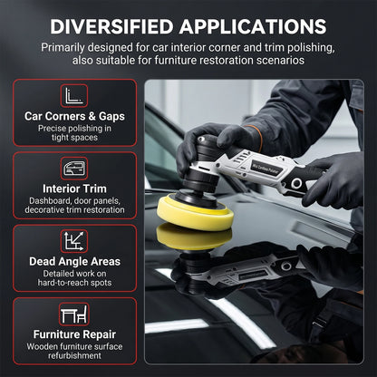 Podofo Wireless Mini Polishing Machine Car Detailing Tool  6 Speed Adjustable Handheld Detail Polisher For Automotive Interior Gaps, Decorative Strips, Corner Finishing, Furniture Polishing And Surface Repair