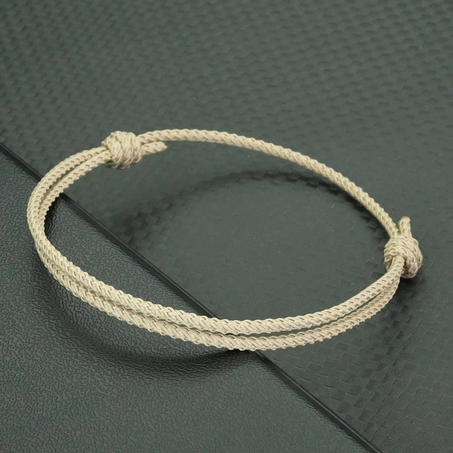 Minimalist Handwoven Rope Bracelet Unisex Sliding Adjustable 4 Styles Chroma 2mm Ethnic Cord Braclet Couple Casual Daily Jewelry