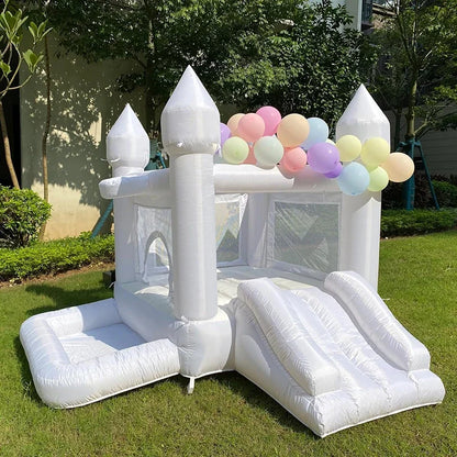9FT White Wedding Inflatable Bounce House With Slide Bouncy Castle For Kids Jumping Party Game Trampoline With UL Blower Outdoor