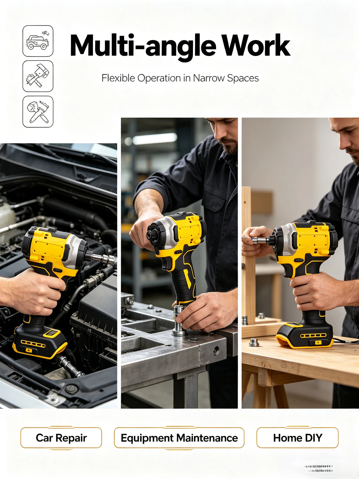 Professional Compact Brushless Impact Driver High Torque Rechargeable Power Screwdriver DIY Carpentry Construction Tool