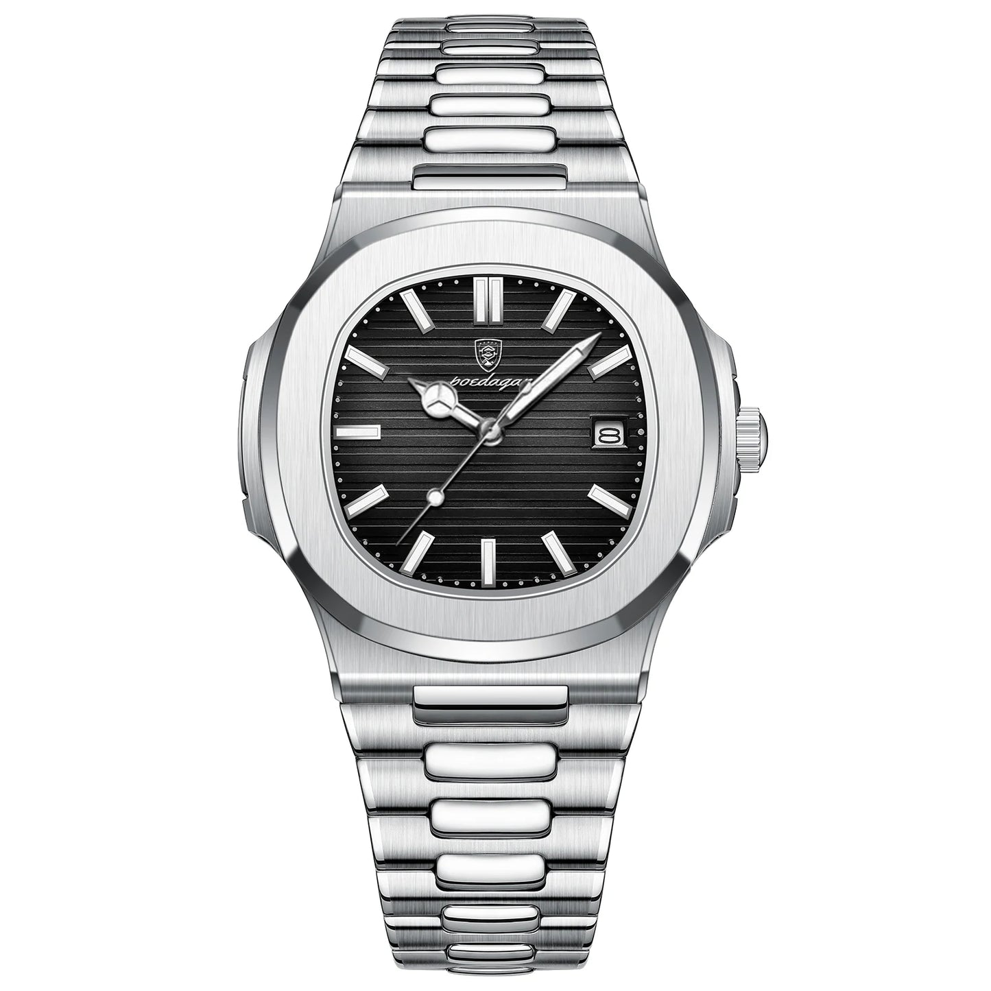 POEDAGAR Luxury Brand Men's Quartz Wristwatch Stainless Steel Waterproof Luminous Date Man Clock Square Business Watches For Men
