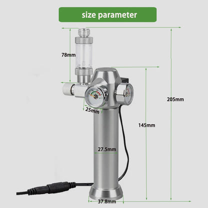 Aquarium CO2 Regulator Solenoid Valve Bubble Counter Small Gas Bottle 3-8UNF with Sleeve Fish Tank CO2 Pressure Reducing Valve