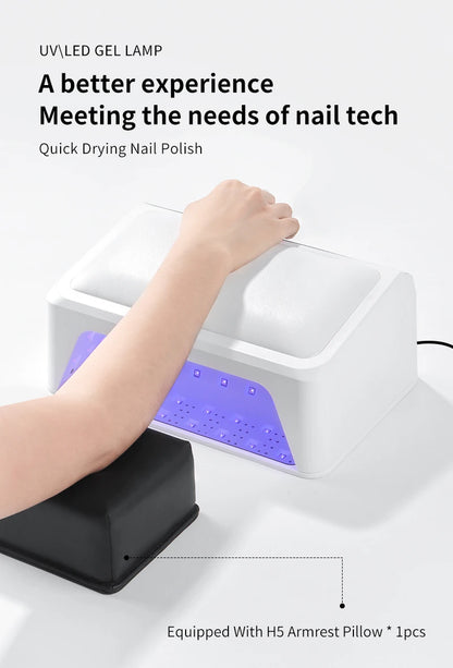 72W Slope Pillow Nail Lamp 66 Beads UV LED Lamp Mirror Base Design Cure All Gels Nail Lamp for Manicure with Free Hand Pillow