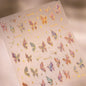 Shiny Jelly Butterfly Charming Golden Gradient Bowknot 5D Self Adhesive Nail Art Sticker Flower Petal Rhinestone Manicure Decals