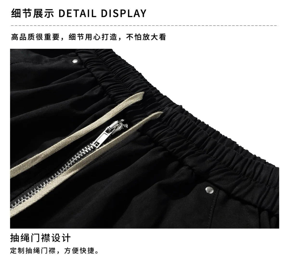2025 Dark RO Style Drawstring Multi-pocket Tooling Shorts Men's Niche Casual Loose Straight Five-point Pants