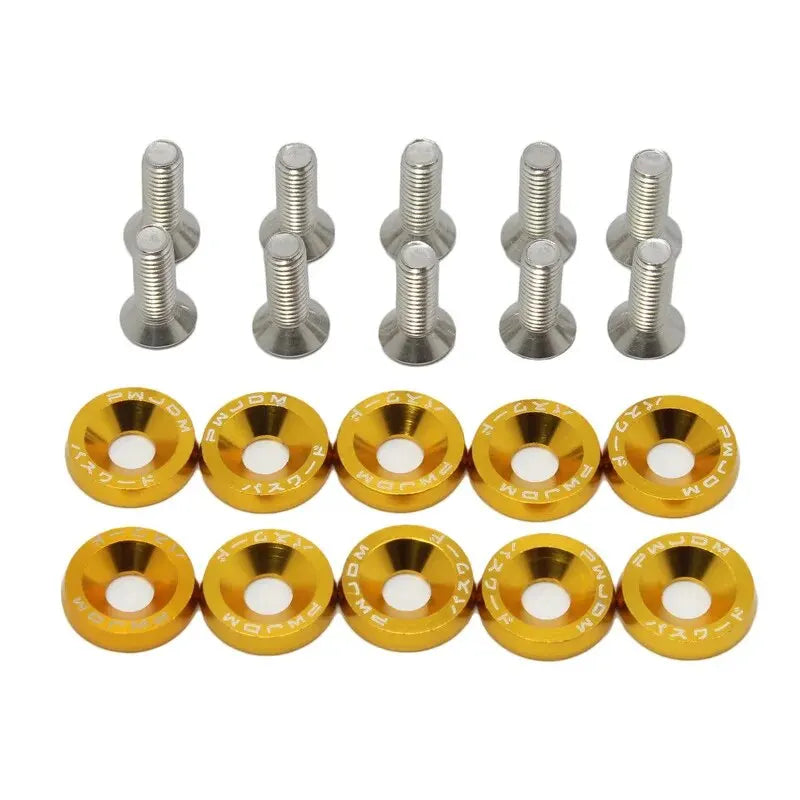 10 PCS M6 Car Modified Fasteners Fender Washer Bumper Engine Concave Screws Fender Washer License Plate Bolts Car Styling Gasket