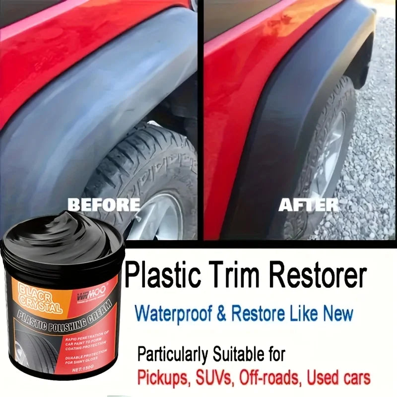 150g Black Crystal Plastic & Rubber Repair Paste - Instant Interior Scratch Renovation, Anti-Aging & Fade Resistant