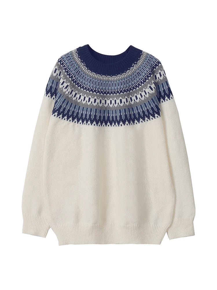 Plus Size  Pattern Knitted Sweater, Autumn and Winter Casual Long Sleeve Pullover Sweater, Women's Plus Size Clothing