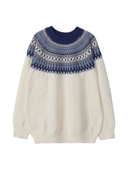 Plus Size  Pattern Knitted Sweater, Autumn and Winter Casual Long Sleeve Pullover Sweater, Women's Plus Size Clothing