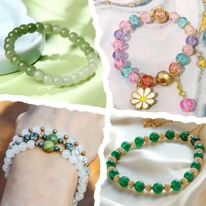 Glass Beads 24Colors 6mm Bracelet Making Kit Jewelry Supplies Tool DIY Handmade Crystal Glass Beads Elastic String Charm Spacers