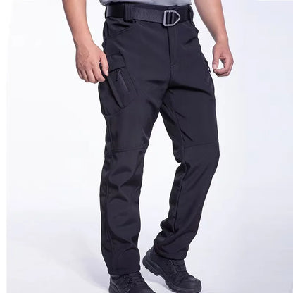 Men Winter Autumn Fleece Waterproof Cargo Pants Hiking Camping Softshell Climbing Casual Warm Tactical Military Combat Trousers