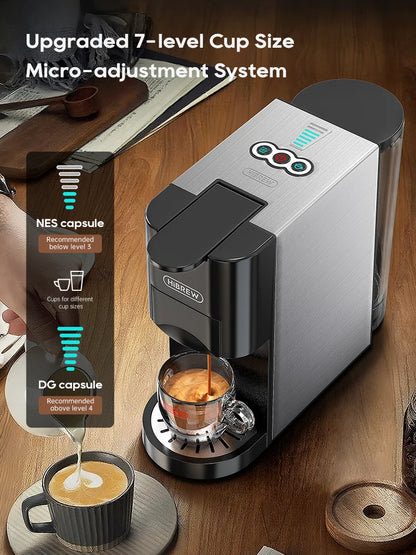 HiBREW Coffee Machine 4in1 Multiple Capsule Espresso Dolce Milk Nes ESE Pod Powder Coffee Maker Stainless Metal H3D