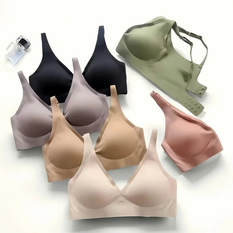 Push-Up Seamless Bras For Women Non-wire Brassiere V-neck Bralette Removable Pads Sports No Trace Underwear Sexy Lingerie S-3XL