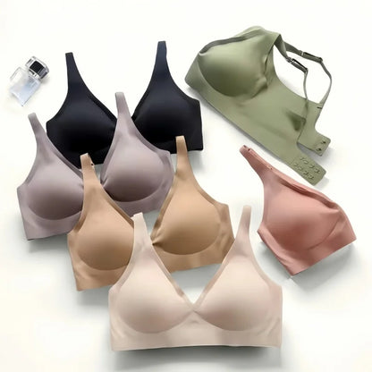 Push-Up Seamless Bras For Women Non-wire Brassiere V-neck Bralette Removable Pads Sports No Trace Underwear Sexy Lingerie S-3XL