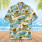 Funny Neon Rubber Duck Hawaiian Shirt for Men Galaxy Yellow Duck Mens Hawaiian Casual Button Down Shirts Short Sleeve Shirt Tops