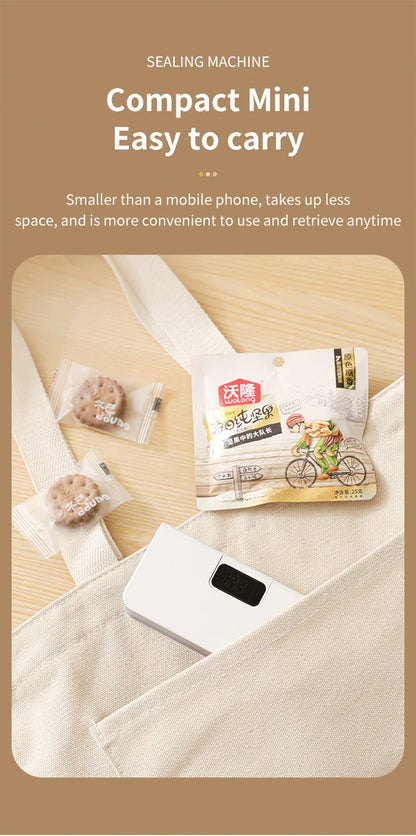 Bag Sealer Mini Plastic Bags Sealer 2in1 Portable Packaging thermal Sealing Machine Rechargeable Food Storage Plastic Bag Sealer