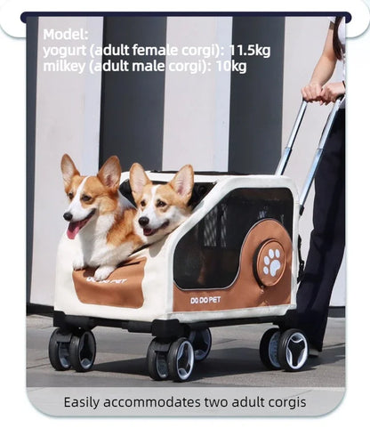 Large Pet Stroller with Telescopic Handle Silent Wheels Foldable Dog Cat Trolley Carrier Breathable Mesh Medium Pets Travel Cart