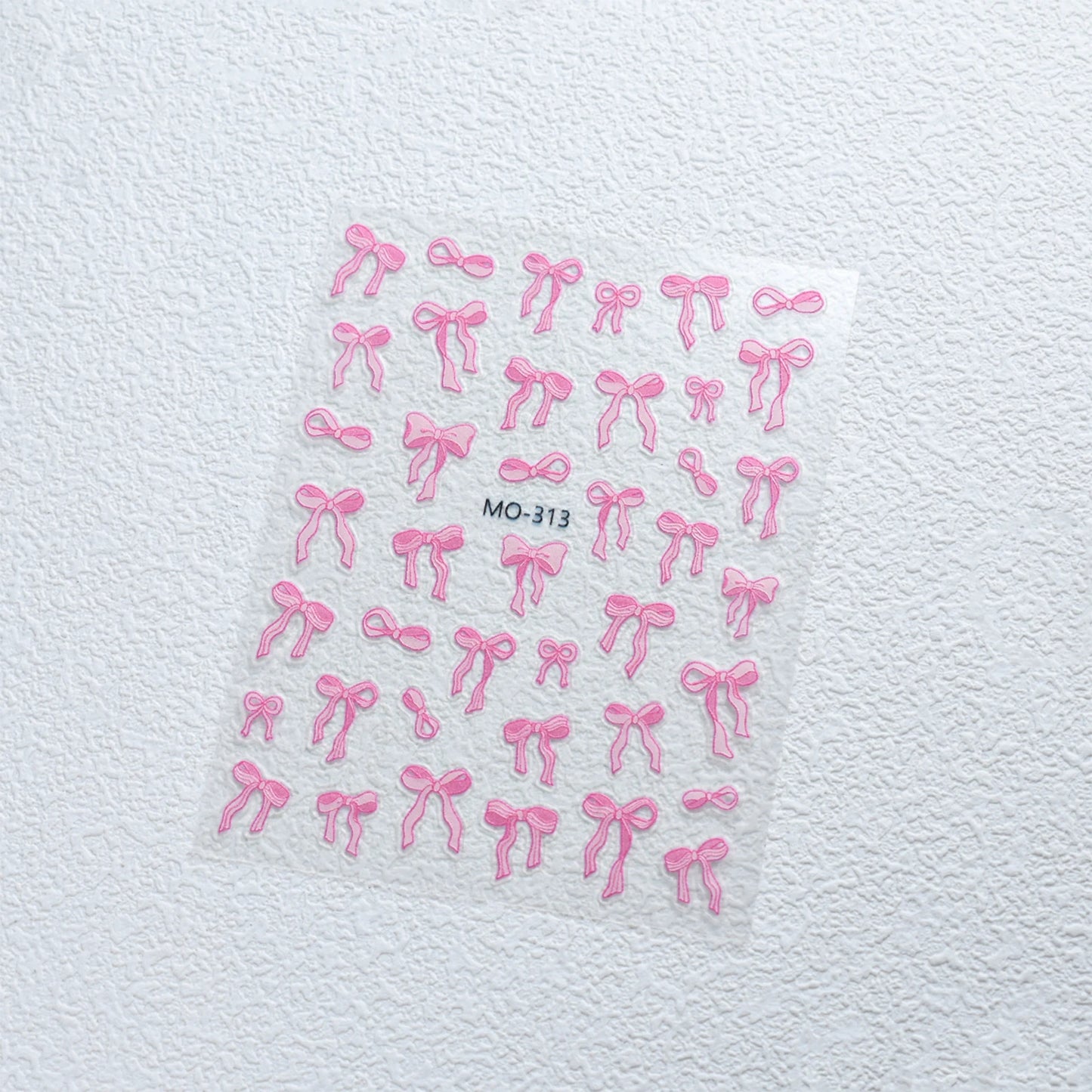 Bowknot Nail Stickers 3D Relief White Ribbon Cute Sweet Pink Self-Adhesive Nail Art Decoration Decals For Nail Tips Manicures