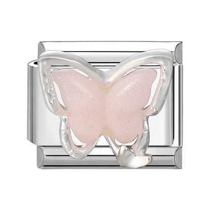 New Shiny Zircon Heart Butterfly Flower Star Bow Italian Charm Links Fit 9MM Stainless Steel Bracelet Girls' DIY Making Gift