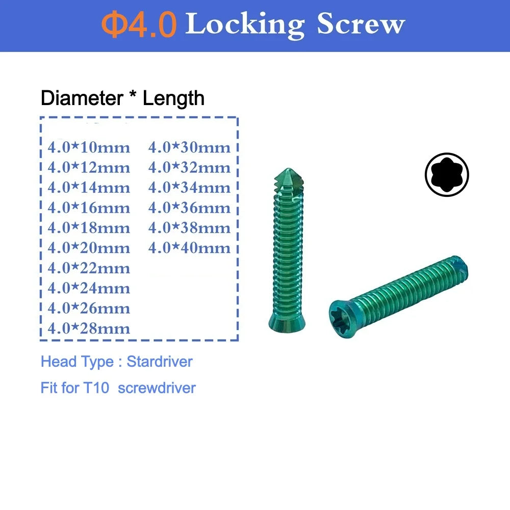VKTIMALL Titanium Locking Screw Veterinary B1.6-B4.0 Bone Screw for Orthopedic Implant Trauma Plates