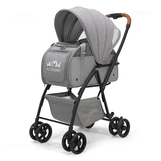 Lightweight and Foldable  Stroller Pet Bag Dog Stroller Dog Scooter Dog Trolley with Storage Basket Stroller for Animals